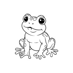 Obraz premium funny frog cartoon black line colouring page sketch isolated on white background