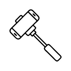 Outline selfie stick vector icon illustration for smartphone photography and mobile device user