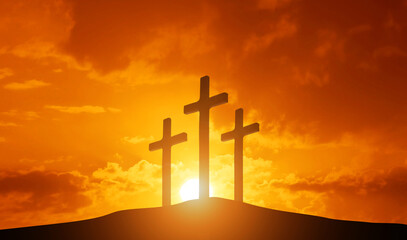 Good Friday concept. Cross on sky background.