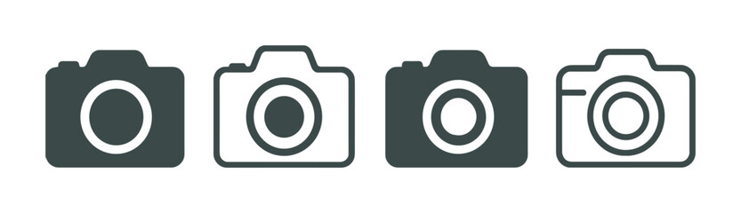 Camera icon set: minimalistic linear designs for photography and imaging projects