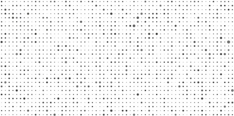 Doted halftone textured abstract pattern background. Monochrome halftone background with dots. Geometric abstract background of random sized dots. Pop Art circle comic pattern. Abstract geometric art.