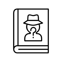 Mystery book cover design vector, detective novel illustration, crime fiction book outline icon vector