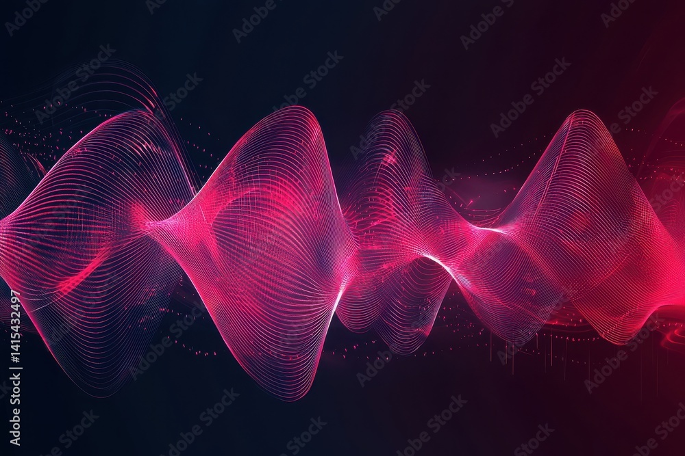 Wall mural abstract colorful wave pattern with light effects on dark background
