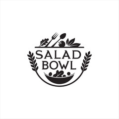 salad bowl vector silhouette logo illustration