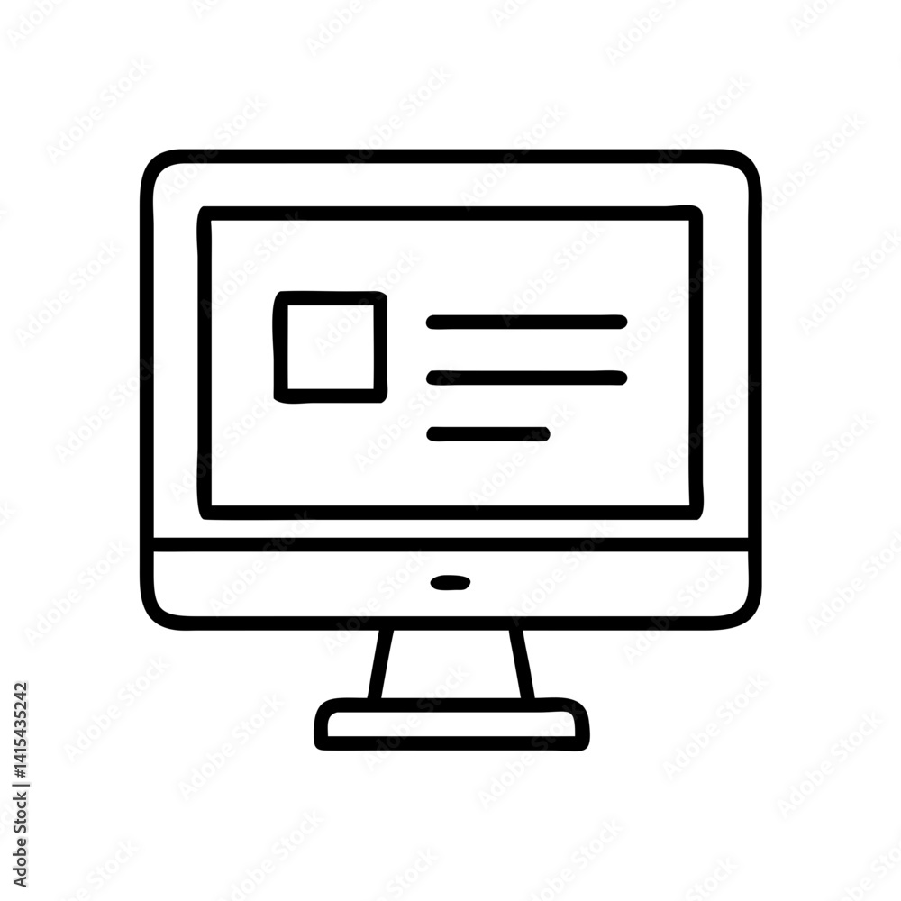 Aufkleber computer monitor icon vector illustration for website design and graphic elements outline style