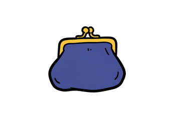 Obraz premium Classic Blue Purse Illustration with Golden Clasp 