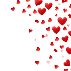 Red hearts isolated on transparent background.
