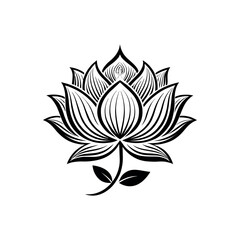 Lotus flower silhouette logo vector line art logo design