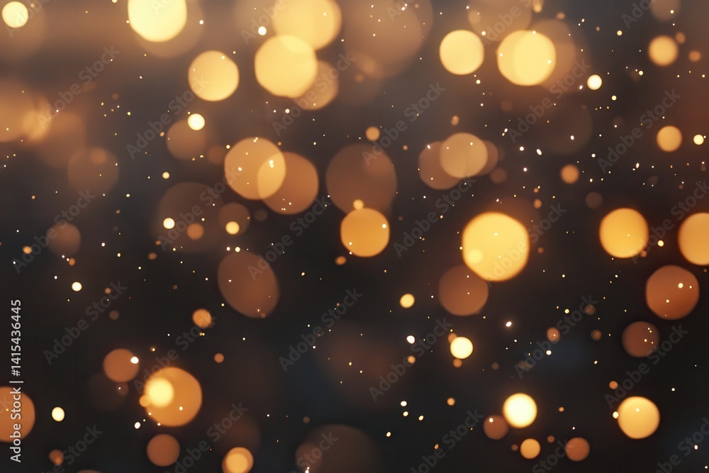 Wall mural golden bokeh background with sparkles and soft light effects