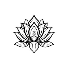 Obraz premium Lotus flower silhouette logo vector line art logo design