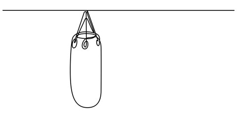 Punchbag continuous one line drawing. Heavy bag single line art illustration. Editable vector, Single one line drawing punching bag. Fitness equipment concept. Continuous line draw design graphic.