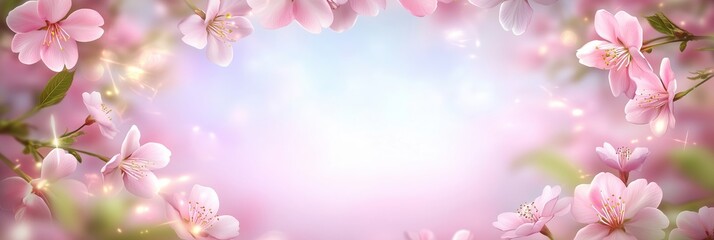 Obraz premium Cherry blossoms, spring flowers, floral background, delicate petals, nature scene, soft colors create a serene atmosphere
