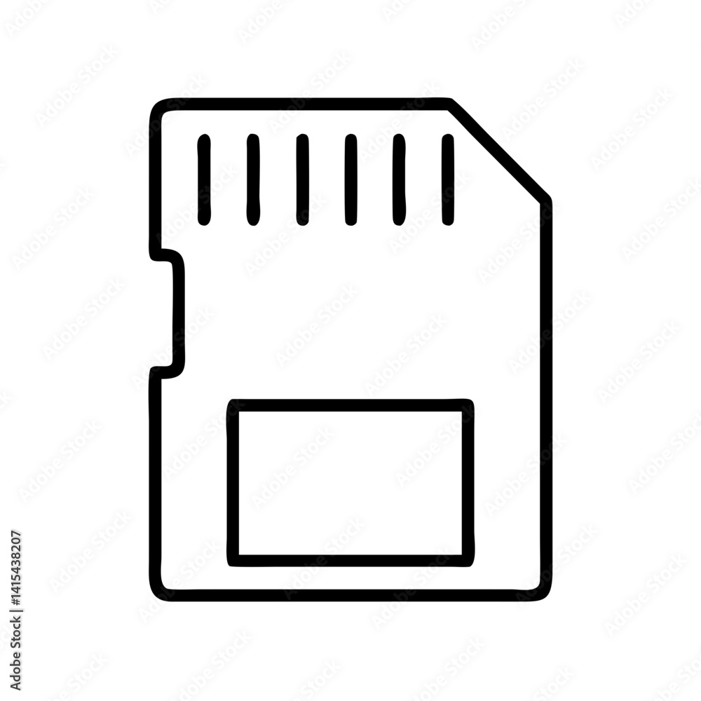 Poster sd card vector icon memory card storage data backup symbol digital file transfer black outline