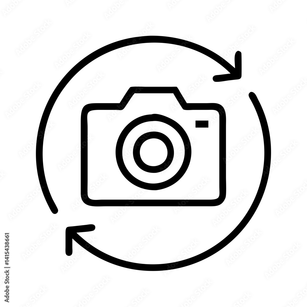 Aufkleber camera rotation icon photography refresh sync image update photo turnaround vector graphic