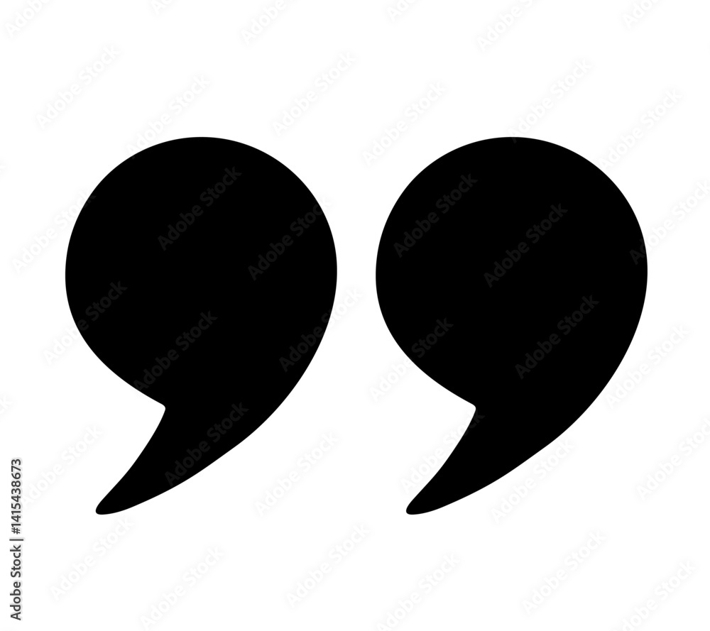 Fototapete a set of quotation marks stands out in black on a light background. quotation marks in the title, ro