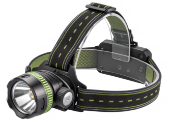 Headlamp isolated on a transparent background.