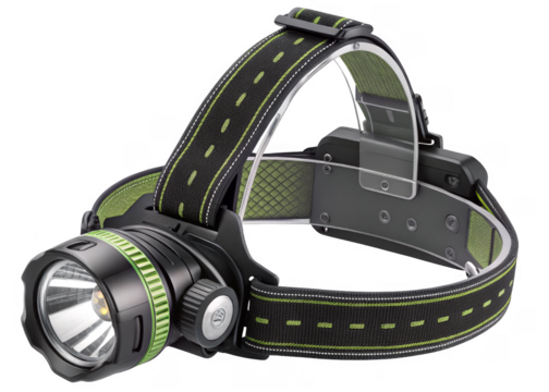 Headlamp isolated on a transparent background.