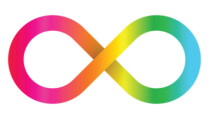 Autism rainbow infinity sign. Autistic spectrum. Rainbow gradient in the shape of the infinity symbol. Eight sign colorful gradient.