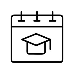 Graduation date calendar icon vector illustration for education and academic event planning