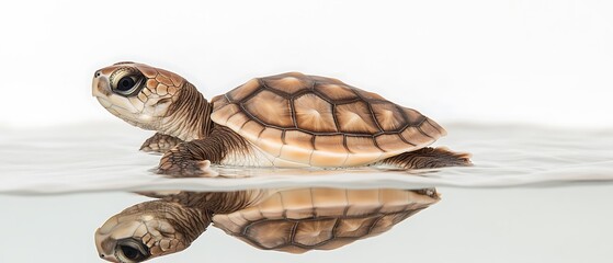 Naklejka premium sea turtle released into the ocean, hopeful silhouette, vibrant waters,