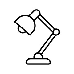 Desk lamp vector illustration, adjustable table lamp outline icon for study and office use, light