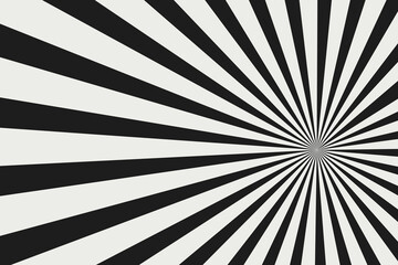 Abstract background with rays retro starburst. Funky ray elements, circle motifs, reminiscent of circus themes. Yellow and white twisted swirl. Spiral radial striped backdrop design.