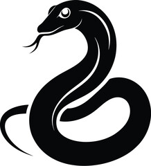 Naklejka premium snake icon, snake vector silhouette, Curved snake animal design, vector illustration