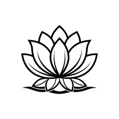 Lotus flower silhouette logo vector line art logo design