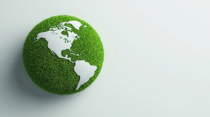 Grasstextured continents on minimalist globe, clean and modern eco theme