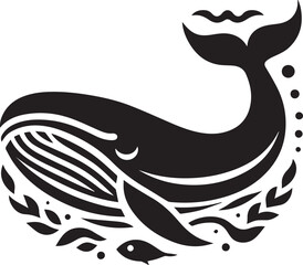 Whale silhouette vector illustration and animal silhouette set
