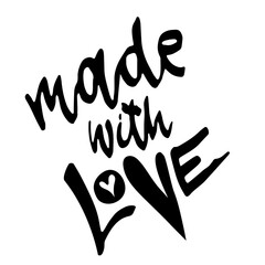Made with Love. Hand Drawn Modern Lettering with Hearts