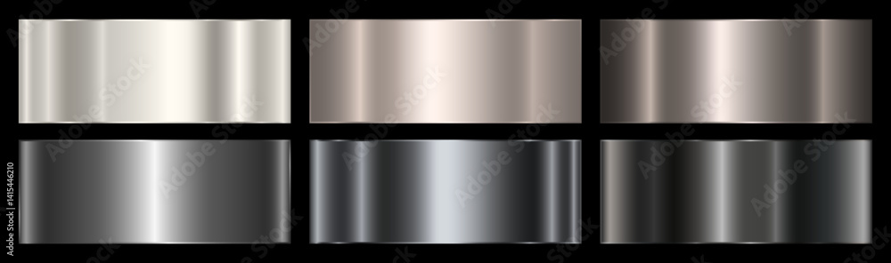 Fototapete a set of dark and light silver gradients on a black background. metallic gradient effects for text a