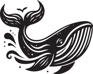 Whale silhouette vector illustration and animal silhouette set
