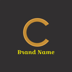 Fototapeta premium Golden company logo vector design features an infinity circle symbol for business technology. Grooved geometric C letter Logo