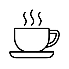 Hot coffee cup vector icon illustration steaming coffee tea cup drawing line art design graphic