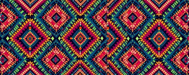 Intricate boho geometric design with angular motifs in seamless pattern, abstract, ornament, background