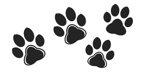 set of Black animal paw prints pattern illustration