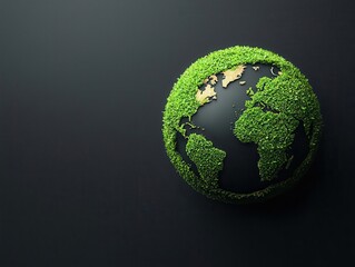 Lush green continents glowing over a dark ocean, hope for a better Earth