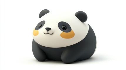 panda animal 3d rendering isolated on white background. Cartoon plastic style icon 