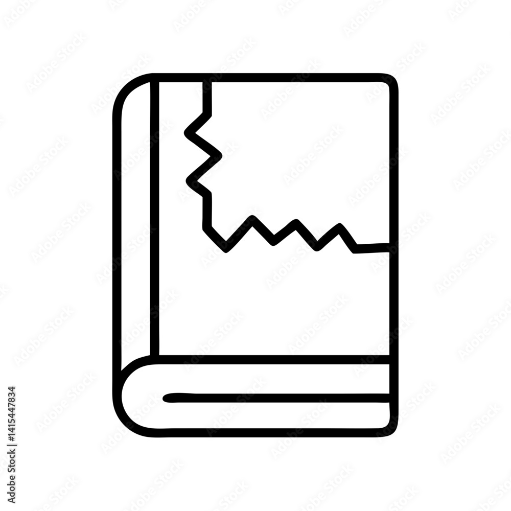 Poster find book reading material with torn pages vector illustration and line art icon for education use