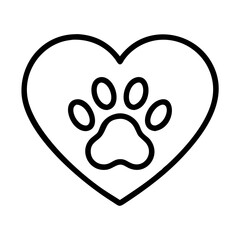 Dog paw print heart vector graphic for pet adoption and animal rescue love and care design icon © IsratJahan