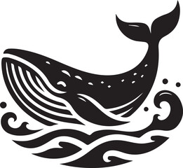 Whale silhouette vector illustration and animal silhouette set
