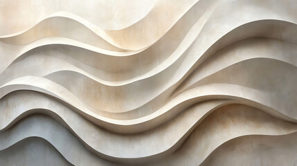 Obraz premium Abstract stucco wall with soft beige and gray tones, featuring irregular grooves for a Mediterranean-inspired texture. Perfect for backgrounds, interiors, and design projects.