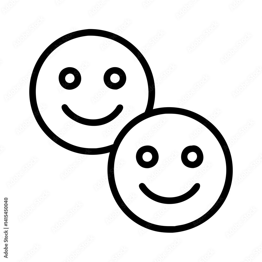 Poster two happy faces vector icon illustration smiley face graphic design element for web and print use
