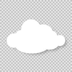 The icon of a white cloud with a shadow on a transparent background. Cartoon cloud. Vector EPS 10.