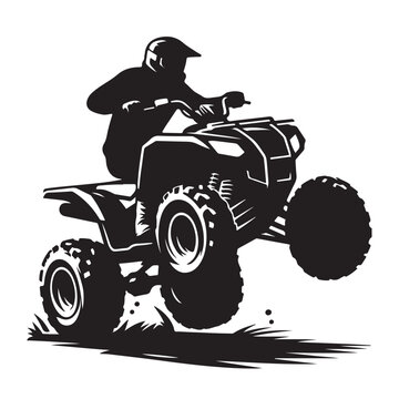 ATV rider silhouette vector quad bike illustration