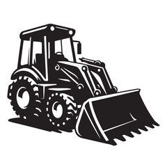 Naklejka premium Construction Bulldozer Black and White Illustration