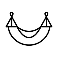Hammock hanging bed outdoor relaxation swing summer vacation leisure rest icon vector graphic