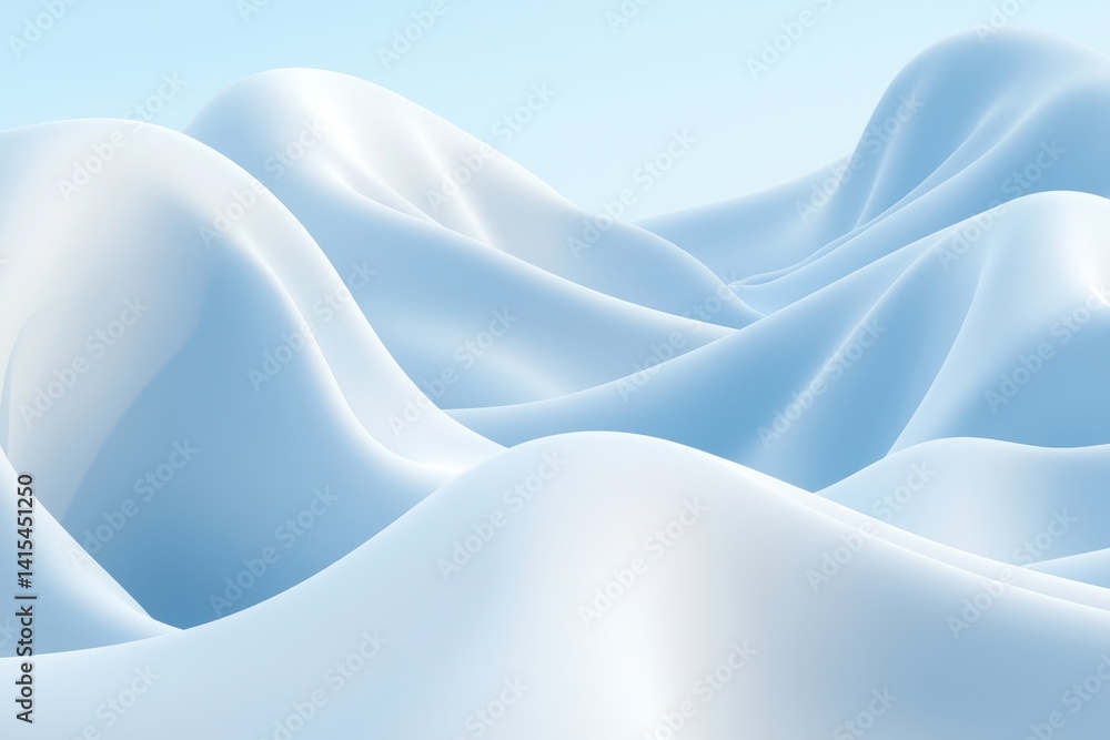 Canvas Prints smooth white waves with soft shadows and light blue background