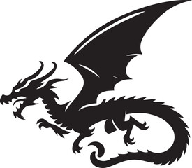 Beautiful Black Dragon Vector Silhouette Art This Is An Editable And Printable Vector Eps File
